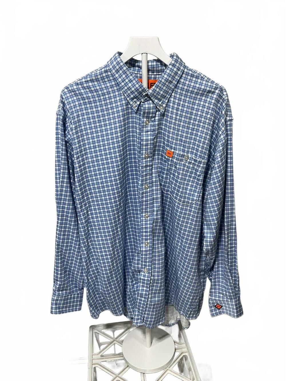 Wrangler 20X FR Blue Plaid Button-Down Shirt XL Regular b33
